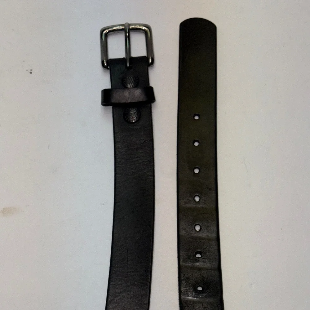 Fox Creek Leather Belt Mens 44 Black Full Grain Leather Roller Buckle USA Made